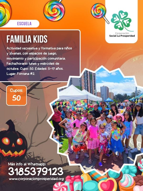 Actividad recreativa y formativa para niños y jóvenes, con espacios de juego, movimiento y participación.